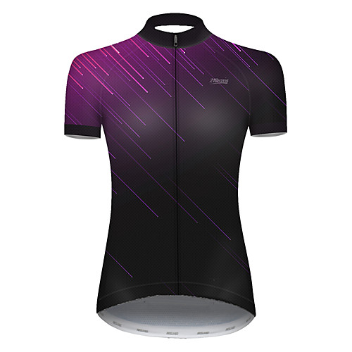 

21Grams Women's Short Sleeve Cycling Jersey Summer Nylon Polyester Violet Stripes Gradient Geometic Bike Jersey Top Mountain Bike MTB Road Bike Cycling Ultraviolet Resistant Quick Dry Breathable