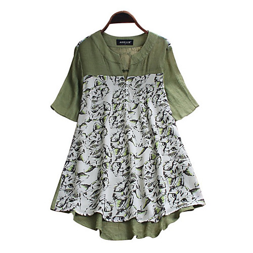 

Women's Blouse Shirt Graphic V Neck Tops Cotton Blushing Pink Green