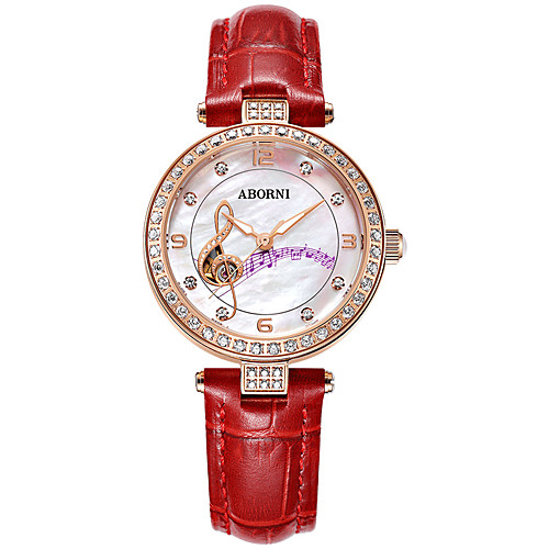 

Women's Mechanical Watch Casual Elegant Genuine Leather Automatic self-winding Red Blushing Pink Water Resistant / Waterproof Analog