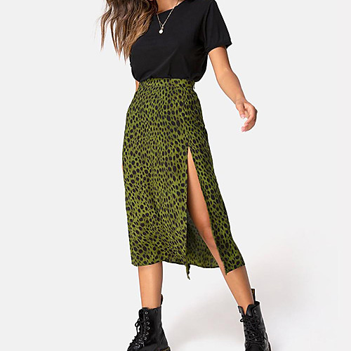 

Women's Leopard Bodycon Skirts Solid Colored Blue Purple Army Green