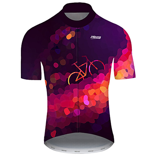 

21Grams Men's Short Sleeve Cycling Jersey Summer Nylon Polyester Violet Polka Dot Gradient 3D Bike Jersey Top Mountain Bike MTB Road Bike Cycling Ultraviolet Resistant Quick Dry Breathable Sports