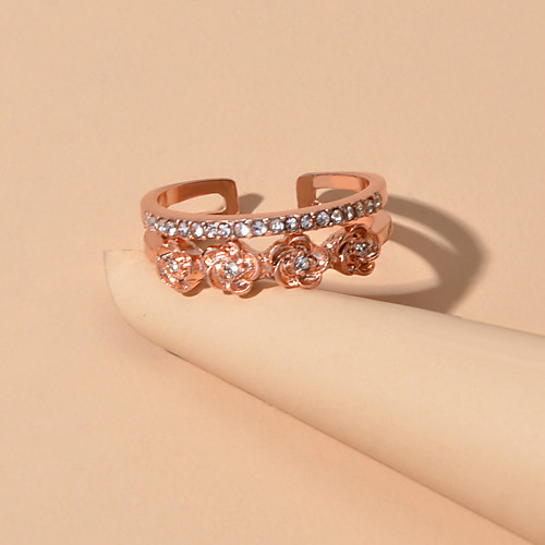 

Women's Ring Rose Gold Alloy Elegant Trendy Sweet Wedding Party Evening Jewelry Flower Wearable