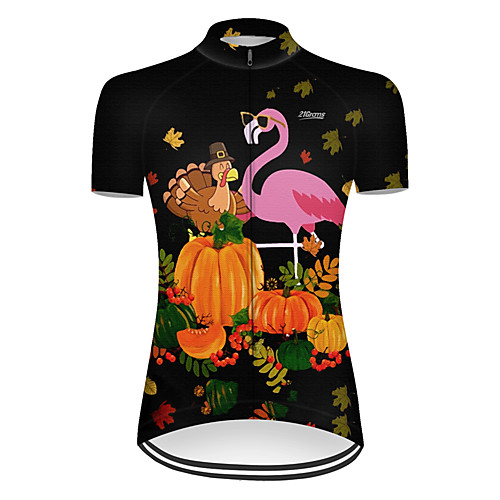 

21Grams Women's Short Sleeve Cycling Jersey Nylon Polyester Black / Red Flamingo Animal Bird Bike Jersey Top Mountain Bike MTB Road Bike Cycling Breathable Quick Dry Ultraviolet Resistant Sports