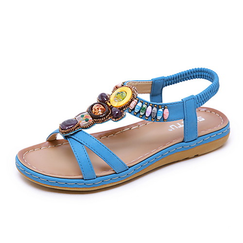 

Women's Sandals Summer Flat Heel Open Toe Boho Daily PU Almond / Black / Blue