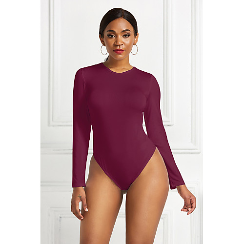 

Women's Ordinary White Purple Red Slim Bodysuit Solid Colored Color Block