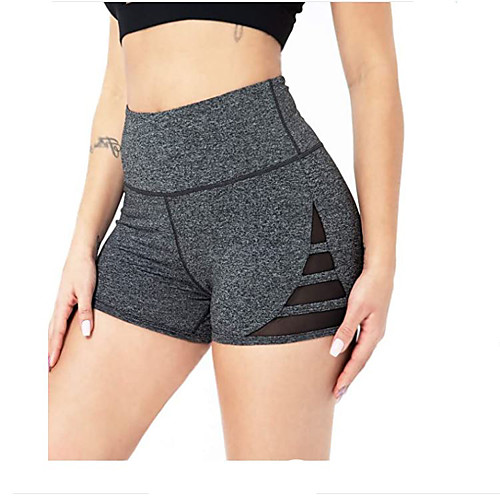

Women's High Waist Yoga Shorts Shorts Patchwork Mesh Yoga Fitness Running Comfy Tummy Control Butt Lift Sport White Black Burgundy Gray / High Elasticity / Quick Dry