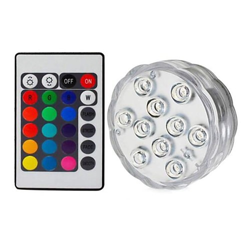 

Outdoor 5 W Submersible Lights Underwater Lights for Swimming Pool Vases Aquariums Waterproof Remote Controlled Dimmable for Outdoor Activity 10 LED Beads