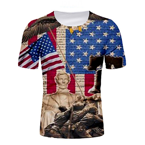 

Men's T shirt Graphic National Flag Print Short Sleeve Daily Tops Blue