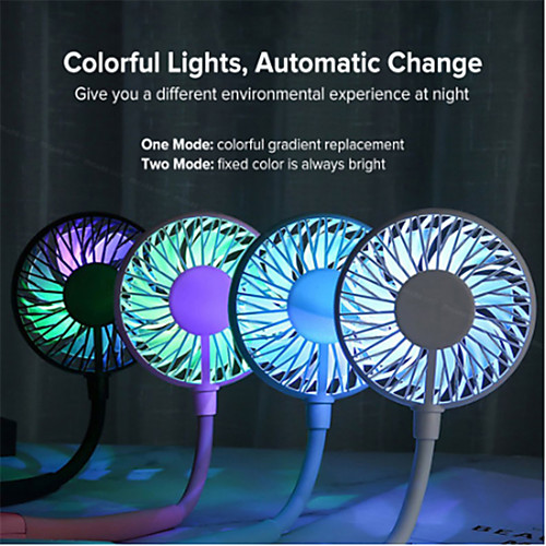 

Mini Portable Hanging Neckband Fan USB Rechargeable Double Fans Air Cooler Conditioner Colorful Aroma Electric Desk Fan For Room