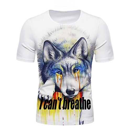 

Men's T shirt Shirt Graphic Letter Animal Short Sleeve Daily Tops Basic Elegant Round Neck Rainbow