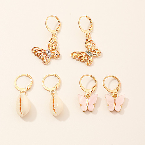 

Women's Hoop Earrings Earrings Classic Shell Classic Elegant Trendy Fashion Cute Shell Earrings Jewelry Gold For Party Evening Gift Date Vacation Festival 3 Pairs