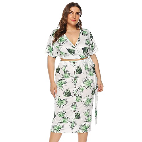 

Women's Basic Geometric Two Piece Set Set Skirt Print Tops