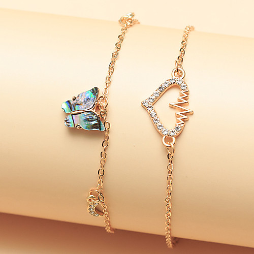 

Leg Chain Simple Classic Rustic Women's Body Jewelry For Party Evening Holiday Classic Imitation Diamond Alloy Moon Heart Gold 2pcs