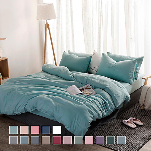 

Washed cotton four-piece bed sheet style bed sheet set simple air bed linen single double