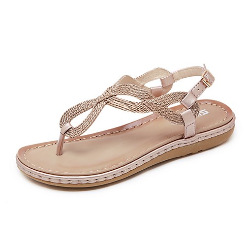 

Women's Sandals Summer Flat Heel Open Toe Daily PU Black / Champagne / Gold