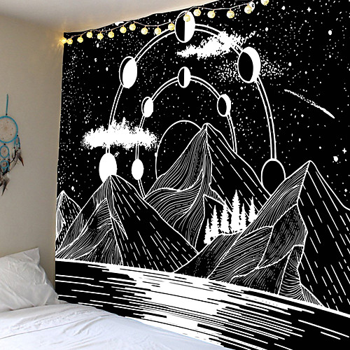 

Home Living Tapestry Wall Hanging Tapestries Wall Blanket Wall Art Wall Decor Forest Black White Mountain Tapestry Wall Decor