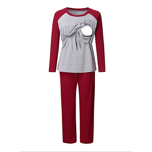 

Women's Round Neck Suits Pajamas Solid Colored