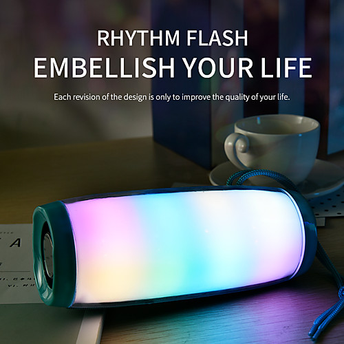 

LED Flashing Light Bluetooth Speaker Portable With Rope Outdoor Loundspeaker 1200 mAh Fabric Waterproof Subwoofer FM Radio