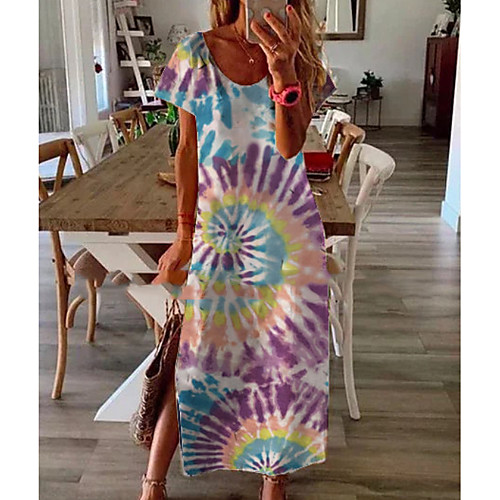 

Women's A-Line Dress Midi Dress - Short Sleeves Floral Summer Casual 2020 Blue Yellow S M L XL XXL XXXL