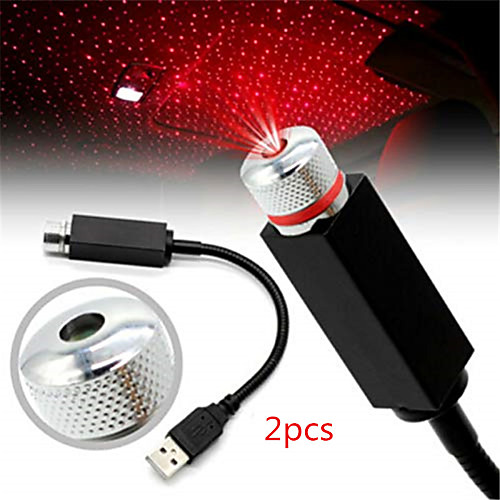 

2pcs LED Car Roof Star Night Light Projector Atmosphere Galaxy Lamp USB Decorative Lamp Adjustable Multiple Lighting Effects