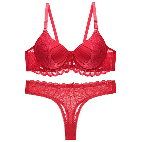 

Women's Bra & Panty Set Push-up Lace Bras Underwire Bra 3/4 Cup Sexy Blue