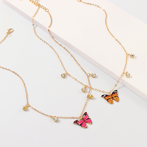 

Women's Pendant Necklace Necklace Butterfly Dainty Artistic Trendy Fashion Chrome Purple Yellow Blushing Pink 40 cm Necklace Jewelry For Prom Street Birthday Party Beach Festival
