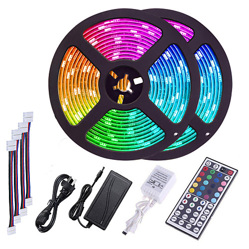 

Waterproof 2x5M LED Light Strips RGB Tiktok Lights 30pcs Meters 5050 10mm 44Key IR Controller with 4PCS RGB Tiktok Lights Waterproof Connecting line DC12V