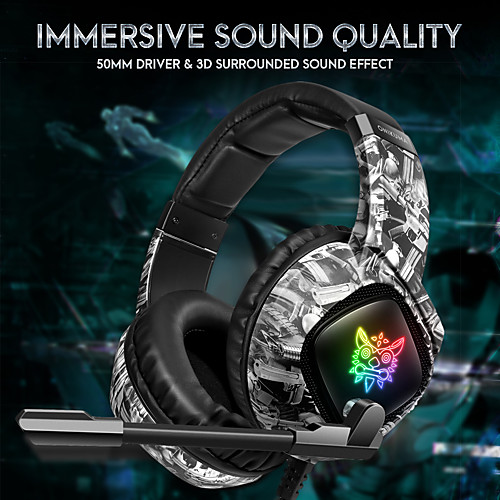 

ONIKUMA K19 3.5mm Wired Gaming Headset Over Ear Headphones with Mic LED for PC Laptop PS4 Smart Phone