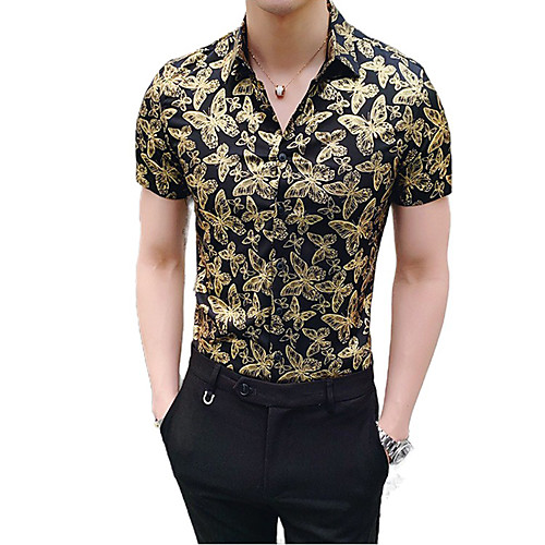 

Men's Animal Print Shirt Sexy Street chic Daily Going out Gold