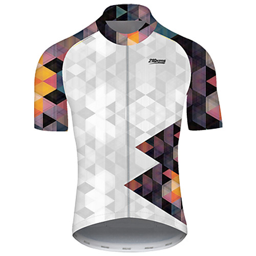 

21Grams Men's Short Sleeve Cycling Jersey Summer Nylon Polyester SilverOrange Plaid Checkered Patchwork Gradient Bike Jersey Top Mountain Bike MTB Road Bike Cycling Ultraviolet Resistant Quick Dry