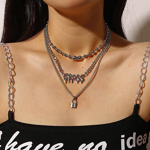 

Women's Charm Necklace Stacking Stackable Alphabet Shape Punk Fashion Chrome Iron Gold Silver 40 cm Necklace Jewelry For Masquerade Street