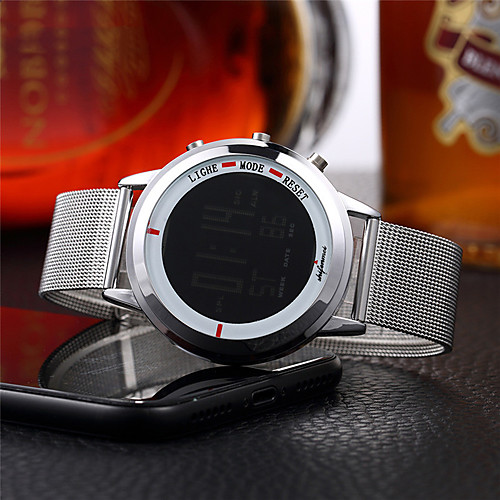 

Men's Digital Watch Digital Stainless Steel 50 m Water Resistant / Waterproof Day Date Analog Fashion Cool - Black Silver One Year Battery Life