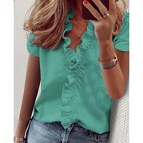 

Women's Geometric Blouse Daily White / Black / Blue / Yellow / Blushing Pink / Green