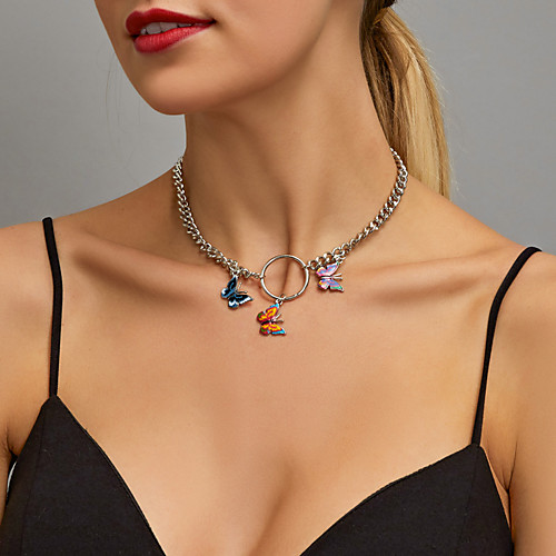

Women's Choker Necklace Pendant Necklace Necklace Butterfly Statement Artistic Unique Design Trendy Chrome Gold Silver 37.5 cm Necklace Jewelry For Party Evening Masquerade Engagement Prom Festival