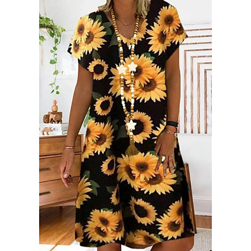 

Women's A-Line Dress Knee Length Dress - Short Sleeves Polka Dot Summer Casual Mumu 2020 White Black S M L XL XXL XXXL XXXXL XXXXXL