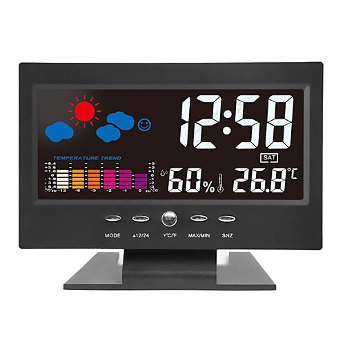 

Digital Alarm Clock Temperature Humidity Alarm Clock 8082T Plastic Temp Weather Date Creative Portable