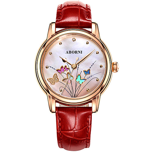 

Women's Quartz Watches Casual Elegant Genuine Leather Quartz White Red Blushing Pink Water Resistant / Waterproof Analog