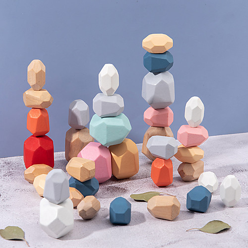 

Building Blocks Educational Toy Wooden Jenga Colored Stone 10 16 pcs Creative compatible Wooden Legoing Gift Birthday Party Favors Boys and Girls Toy Gift / Kids