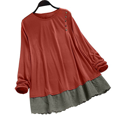 

Women's Solid Colored T-shirt Daily Orange / Royal Blue