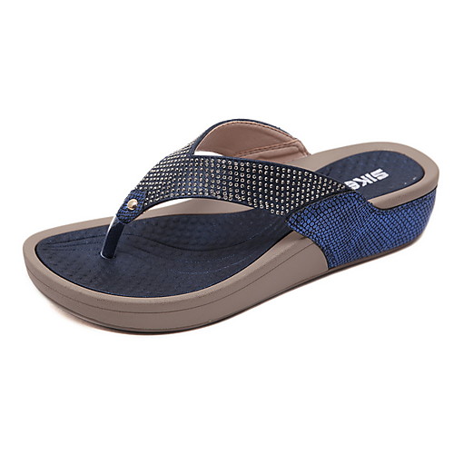 

Women's Slippers & Flip-Flops Summer Flat Heel Open Toe Daily PU Almond / Black / Blue