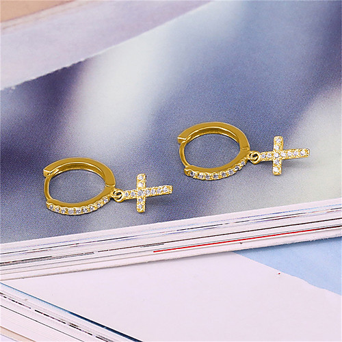 

Women's Hanging Cross Earrings Cross Basic Trendy Fashion Modern Cool Imitation Diamond S925 Sterling Silver Earrings Jewelry Gold / Silver For Formal Prom Date Street Festival