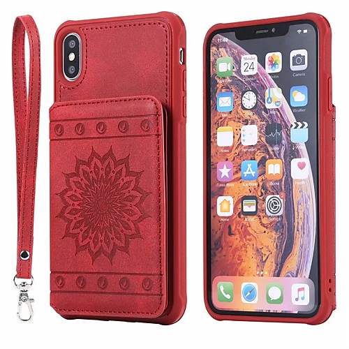 

Case For Apple iPhone 11 / iPhone 11 Pro / iPhone 11 Pro Max Card Holder / with Stand Back Cover Flower PU Leather