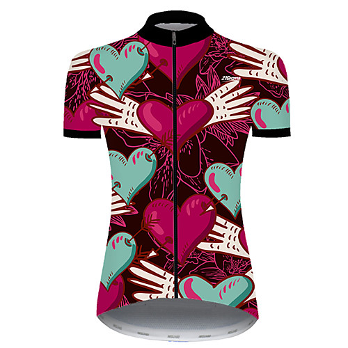 

21Grams Women's Short Sleeve Cycling Jersey Nylon Polyester RedBlue Heart Novelty Funny Bike Jersey Top Mountain Bike MTB Road Bike Cycling Breathable Quick Dry Ultraviolet Resistant Sports Clothing