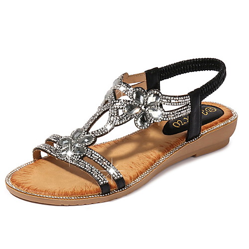

Women's Sandals Summer Wedge Heel Round Toe Daily PU Black / Pink / Gold