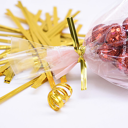 

800-Piece Pack Golden Metallic Twist Tie Wire Candy Cookie Bag Sealing Belt for Wedding Birthday Party Gift Wrapping Supplies