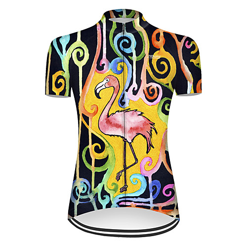

21Grams Women's Short Sleeve Cycling Jersey Nylon Polyester Black / Red Stripes Flamingo Animal Bike Jersey Top Mountain Bike MTB Road Bike Cycling Breathable Quick Dry Ultraviolet Resistant Sports