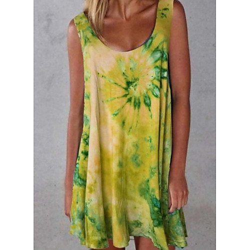 

Women's A-Line Dress Short Mini Dress - Sleeveless Print Summer Casual 2020 Blue Purple Red Yellow Green S M L XL XXL XXXL XXXXL XXXXXL