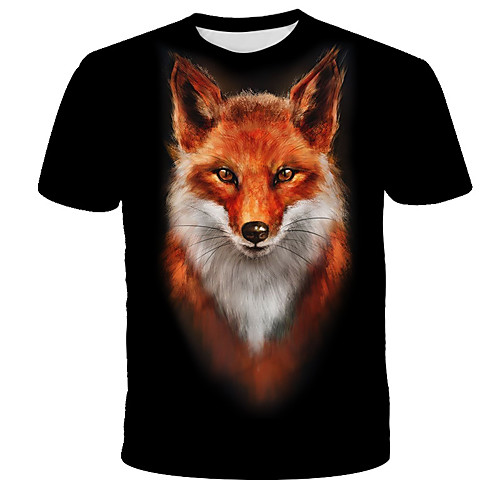 

Men's T shirt Shirt Graphic Animal Print Short Sleeve Daily Tops Streetwear Exaggerated Round Neck Black