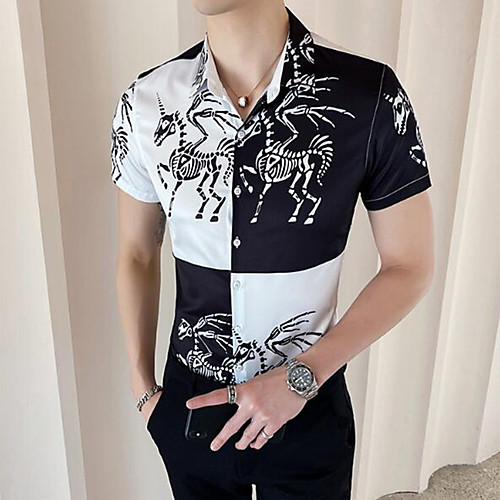 

Men's Graphic Print Shirt Sexy Street chic Daily Going out White