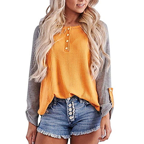 

Women's Hoodie Color Block Basic Black Blue Yellow S M L XL XXL